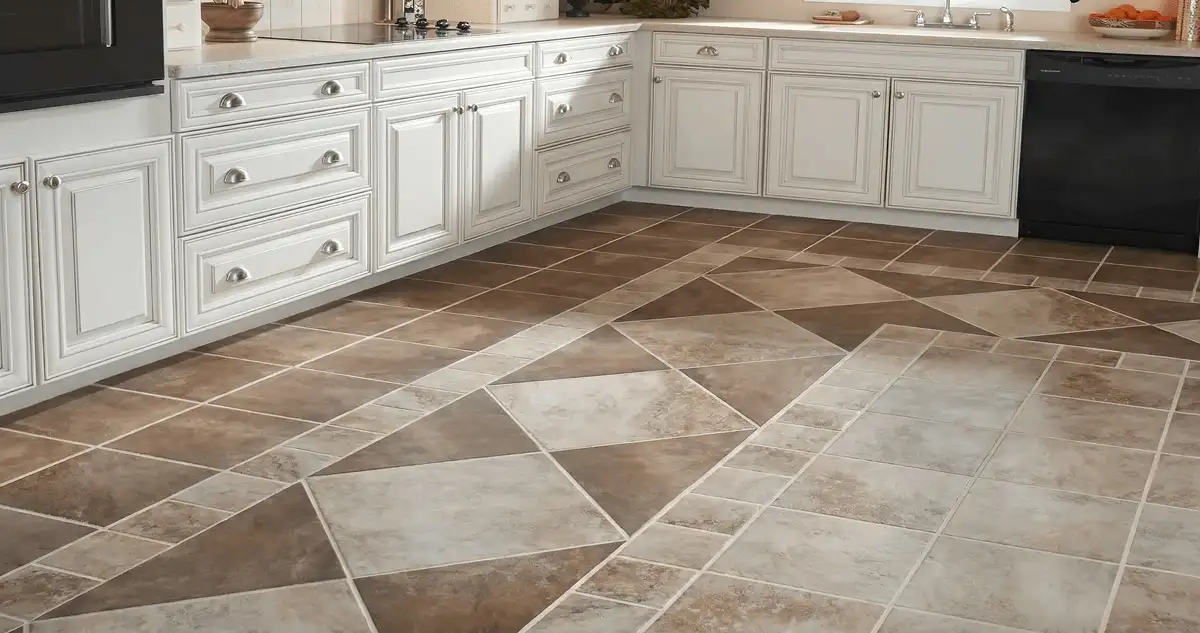 Kitchen with white cabinets and a professionally installed tile floor in Cincinnati, OH